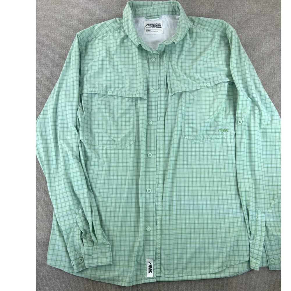 Mountain Khakis Mens XL Green Plaid Long Sleeve Fishing Hiking Shirt Vented XL